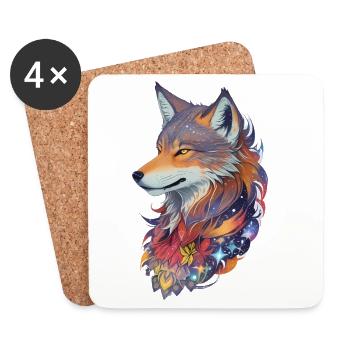 Wolf - Untersetzer (4er-Set) - Weiß - Vorne