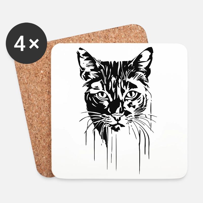 Katze 7 - Untersetzer (4er-Set) - Weiß