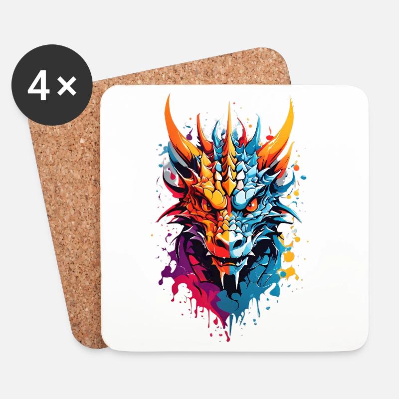 Coole Drache - Untersetzer (4er-Set) - Weiß