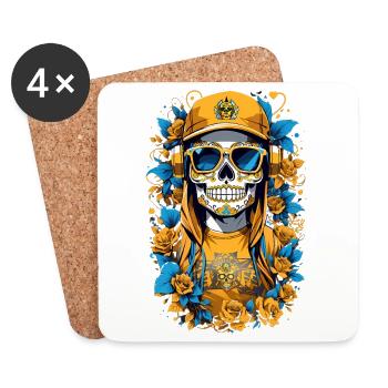 Sugar Skull - Coasters (set of 4) - white - Front