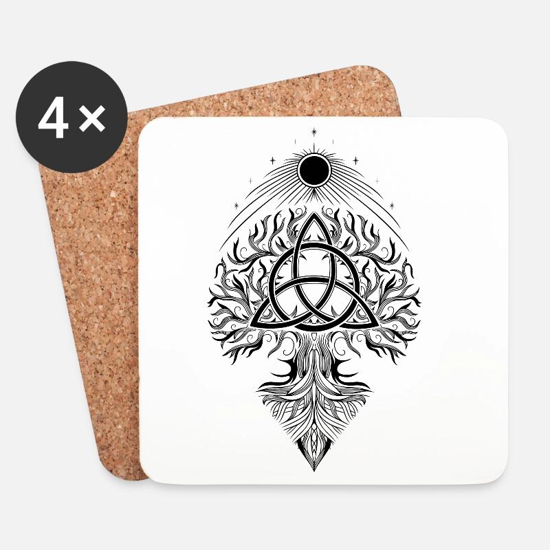 Yggdrasil Lebensbaum Triquetra - Untersetzer (4er-Set) - Weiß