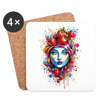 Strawberries Woman - Coasters (set of 4) - white - Front