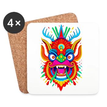Colorful Dragon Mask - Coasters (set of 4) - white - Front