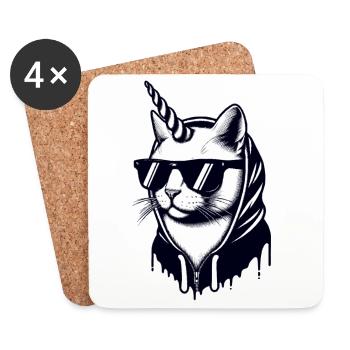 Uni-Cat-Straße - Untersetzer (4er-Set) - Weiß - Vorne