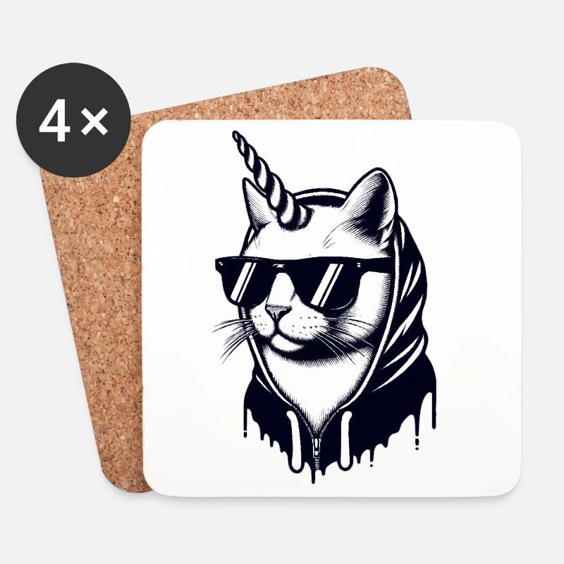 Uni-Cat-Straße - Untersetzer (4er-Set) - Weiß