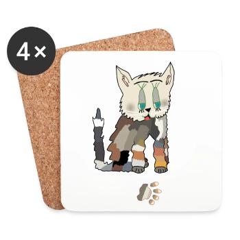 Patchwork Katze Fred Tatze - Untersetzer (4er-Set) - Weiß - Vorne