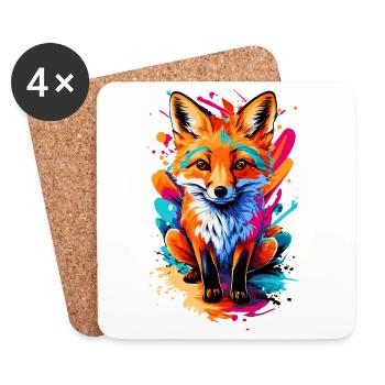 Baby Fox - Cute Red Fox - Colorful Fox - Coasters (set of 4) - white - Front