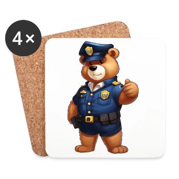 Bear Police - Coasters (set of 4) - white - Front