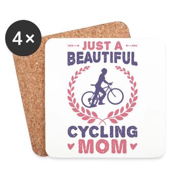 Radfahrer Mama - Untersetzer (4er-Set) - Weiß - Vorne