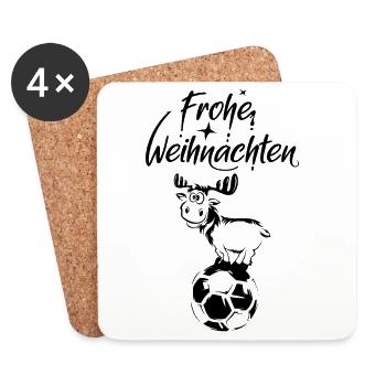 Fußball Elch Rentier Symbol lustig Weihnachten - Untersetzer (4er-Set) - Weiß - Vorne