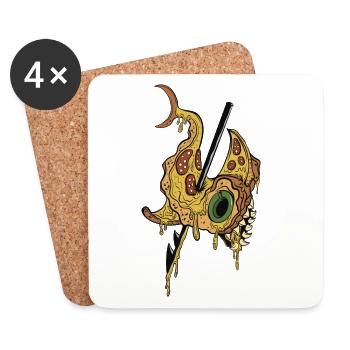 PIZZA SHARK - Coasters (set of 4) - white - Front