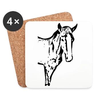 Horses T-shirt Gift Rider - Coasters (set of 4) - white - Front
