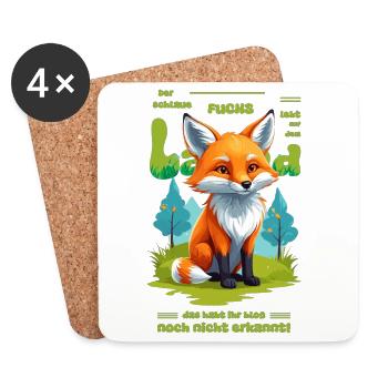 Der schlaue Fuchs vom Land - Untersetzer (4er-Set) - Weiß - Vorne