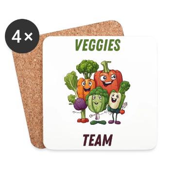 Veggies Team: Buntes Gemüse - Untersetzer (4er-Set) - Weiß - Vorne