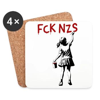 FCK NZS Girls Against Racism Street Art Style - Coasters (set of 4) - white - Front
