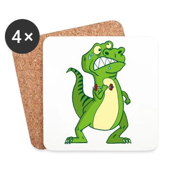 Kräftiger Dinosaurier - Untersetzer (4er-Set) - Weiß - Vorne