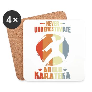 Never underestimate an old karateka - Coasters (set of 4) - white - Front