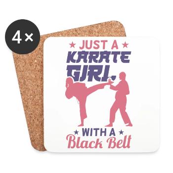 Fille de karaté - Dessous de verre (lot de 4) - blanc - Devant