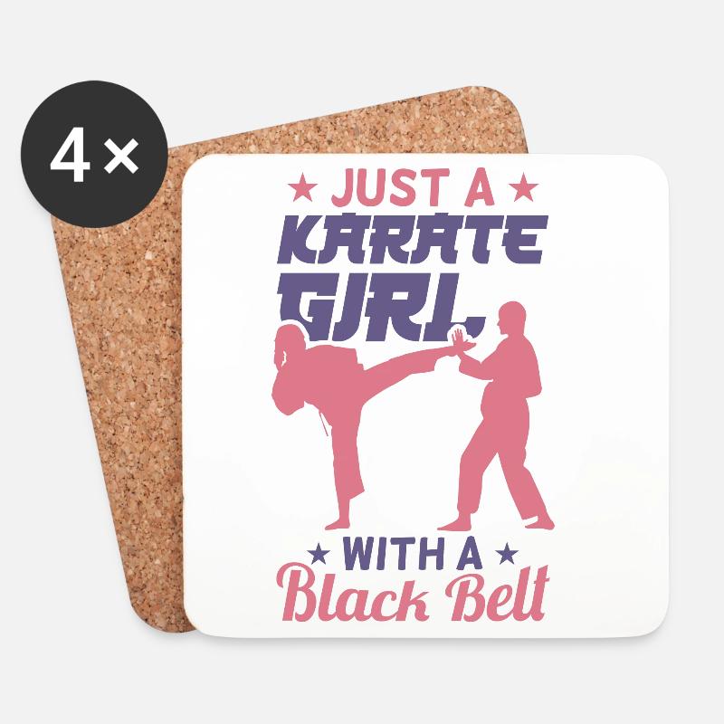Karate Mädchen - Untersetzer (4er-Set) - Weiß