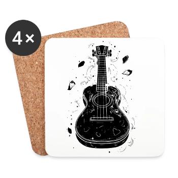 Ukulele Skizze - Untersetzer (4er-Set) - Weiß - Vorne