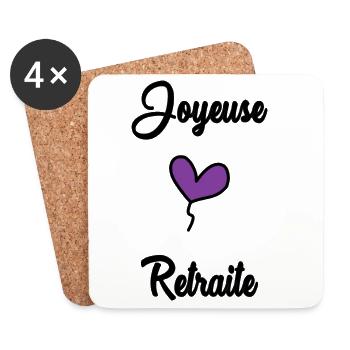 RETRAITE. RETRAITE. RETRAITEE. SENIOR. MAMIE. PAPY - Dessous de verre (lot de 4) - blanc - Devant