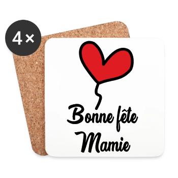 BONNE FÊTE MAMIE - Dessous de verre (lot de 4) - blanc - Devant