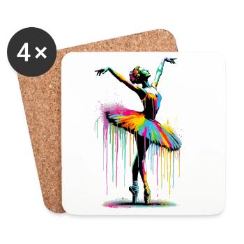 Ballet dancer with tutu - Coasters (set of 4) - white - Front
