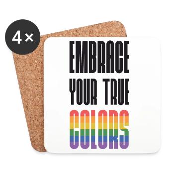 Mois de la fierté LGBT - Adoptez vos vraies couleurs - Dessous de verre (lot de 4) - blanc - Devant