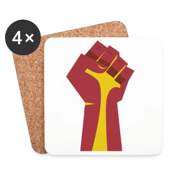 The Raised Fist (Red, Yellow) - Coasters (set of 4) - white - Front