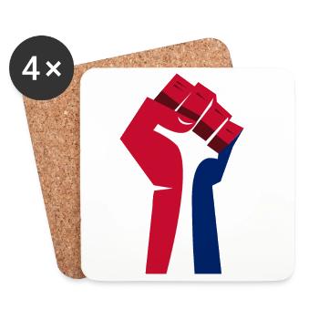 The Raised Fist (Red, White, Blue) - Coasters (set of 4) - white - Front