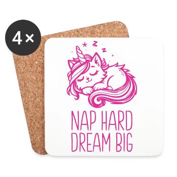 Nap Hard Dream Grand Chat Licorne Endormi - Dessous de verre (lot de 4) - blanc - Devant