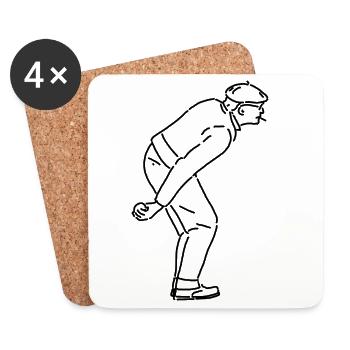 Joueur de pétanque droitier - Dessous de verre (lot de 4) - blanc - Devant