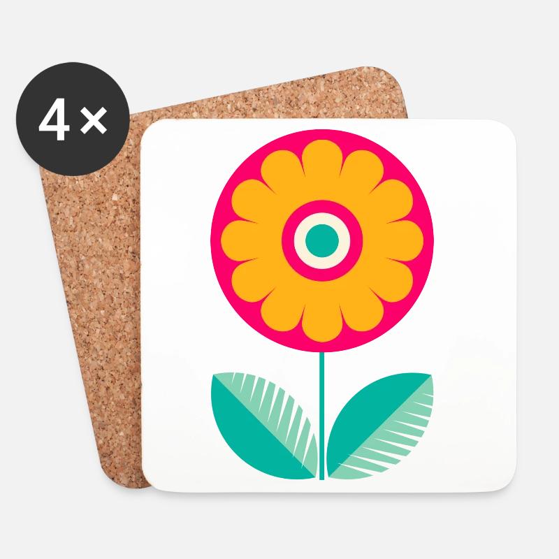 Süße bunte Blume - Untersetzer (4er-Set) - Weiß