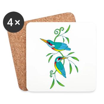 Oiseaux et nature - Dessous de verre (lot de 4) - blanc - Devant