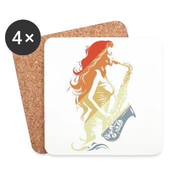 Saxophone Player Vintage - Coasters (set of 4) - white - Front