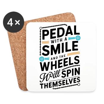 Motif de vélo avec citation inspirante - Dessous de verre (lot de 4) - blanc - Devant