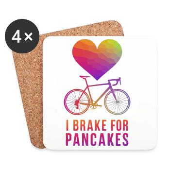 Heart and Bicycle with Pancake Text Design - Coasters (set of 4) - white - Front