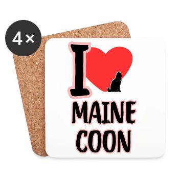 I Love Maine Coon - Dessous de verre (lot de 4) - blanc - Devant