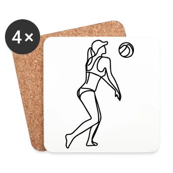 Beach volleyball player girls - Coasters (set of 4) - white - Front