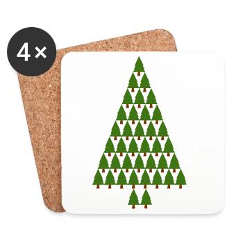 arbre de Noël arbre de Noël arbre de Noël - Dessous de verre (lot de 4) - blanc - Devant