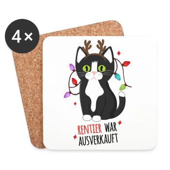Rentier war Ausverkauft Schwarze Katze Xmas - Untersetzer (4er-Set) - Weiß - Vorne