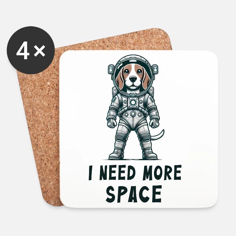 Beagle Astronaut - Untersetzer (4er-Set) - Weiß