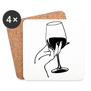 Amateur de vin noir - Dessous de verre (lot de 4) - blanc - Devant