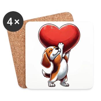 Beagle Herz Verliebt Valentinstag - Untersetzer (4er-Set) - Weiß - Vorne