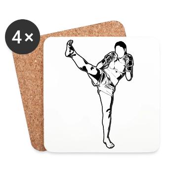 Female kickboxer - Coasters (set of 4) - white - Front