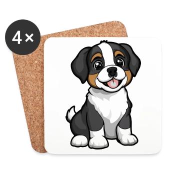 Chien Saint-Bernard Mignon - Dessous de verre (lot de 4) - blanc - Devant