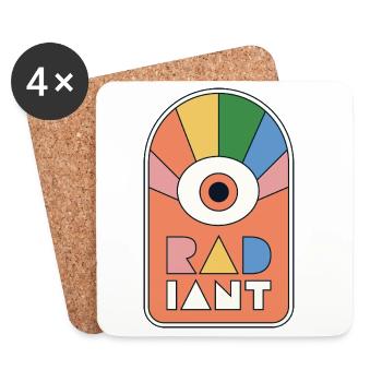 Radiant – Geometrische Retro-Sonnenstrahlen - Untersetzer (4er-Set) - Weiß - Vorne