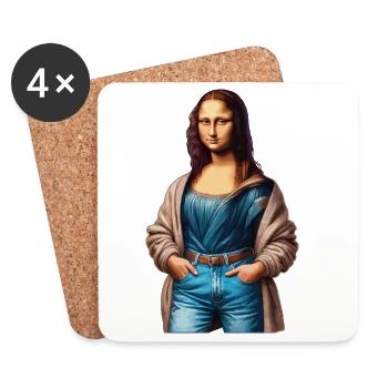 Mona Lisa (La Joconde) in Jeans - Untersetzer (4er-Set) - Weiß - Vorne
