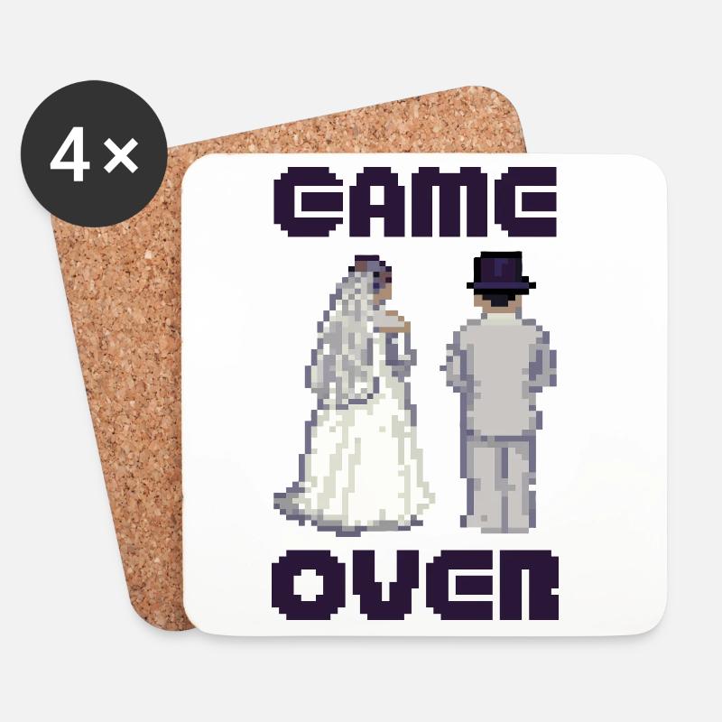 GAME OVER Junggesellenabschied Bräutigam - Untersetzer (4er-Set) - Weiß