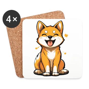 Shiba Inu - Coasters (set of 4) - white - Front